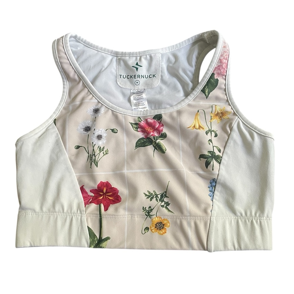 Tuckernuck Gray and White Fitted Crop Tank Top